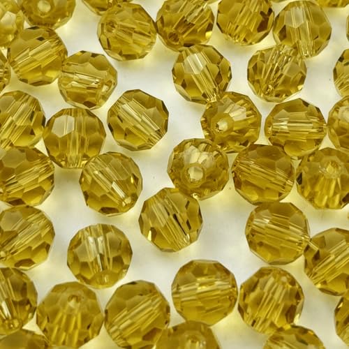 400pcs 4mm Round Crystal Glass Beads for Jewelry Making, Faceted Crystal Glass Spacer Beads for Bracelet Earring Necklace DIY Craft(Light Yellow) - color: Light Yellow, size: 4mm
