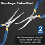 VISEMAN 6" Mini Needle Nose Pliers with Comfort Grip Handles, 2PCS Long Nose Pliers Set for Handmade Craft - style: Straight + 45-Degree Bent