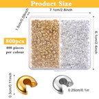 Ouligay 800PCS 4mm Mini Crimp Beads for Jewelry Making Crimp Bead Covers Half Round Open Crimping Bead Knot Covers for DIY Jewelry Craft Making Jump Rings with Transparent Box Gold and Sliver