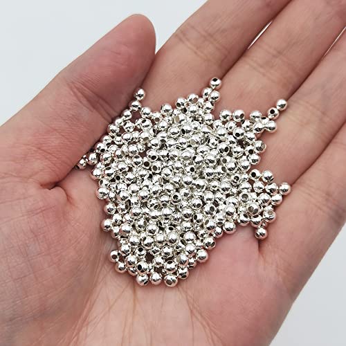 2000 Pieces 3.2mm Silver Iron Metal Spacer Bead Round Loose Beads - size: 3.2mm