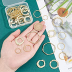 40Pcs 10 Styles Golden Linking Rings Alloy Circle Charms Round Hollow Connectors Metal Twist Ring Charms for DIY Necklace Bracelet Dangle Earring Jewelry Making Crafts - color: Golden