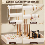 Abiglifty 3 Tier Necklace Holder Display, Jewelry Organizer, Jewelry Stand, Bracelet Display, Necklace Organizer, Bracelet holder, Jewelry Display for Necklace, Watches, Rings, Beige - color: Beige