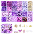Purple Beads for Jewelry Making,3500pcs Clay Beads,Purple Friendship Bracelet Making Kit DIY Craft Set with 3mm Seed Bead,8mm Glass Bead - color: 24 Color-B
