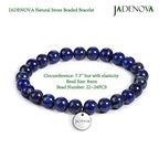 JADENOVA Natural Bead Bracelet Semi Precious Gemstone Beaded Bracelet for Women Healing Crystal Stone Stretch Bracelet Men Couple Bracelets (2pcs,6-8mm/8-10mm) - color: Lapis Lazuli, size: 8mm/10mm