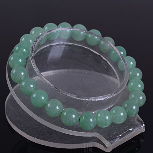 Justinstones Gem Semi Precious Gemstone 8mm Round Beads Stretch Bracelet 7 Inch Unisex - color: Green Aventurine