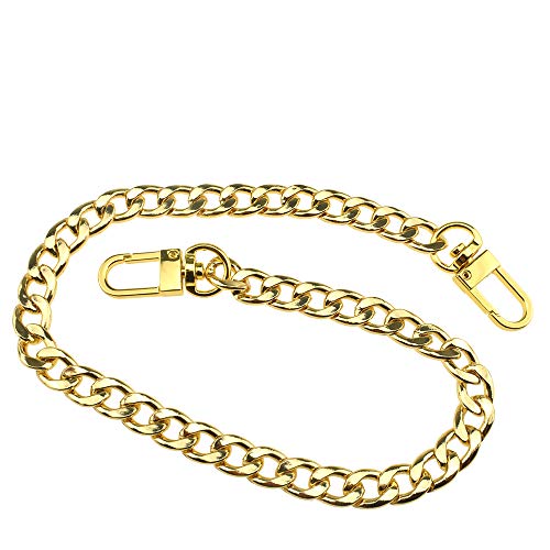 HAHIYO Purse Chain Strap 15.7 Inches Yellow Gold for Shoulder Cross Body Sling Handbag Clutch Replacement Comfortable Flat 0.4" Wide 2.4mm Extra Thick Metal 1 Pack - size: Yellow Gold 15.7 inches
