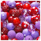 48 Pcs 20mm Beads for Pens Rhinestone Bubblegum Beads Mixed Crystal Acrylic Round Chunky Bead Sparkly Craft Large Balls Bead for Pen Beadable Keychain Bracelet Necklace DIY Jewelry Making Supplies - color: Red series