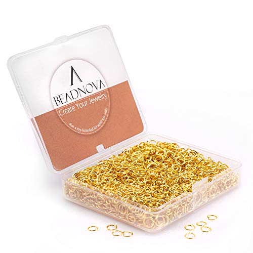 BEADNOVA 5mm Jump Rings for Jewelry Making Gold Open Jump Rings for Earrings and Keychains (1200Pcs) - color: 1200pcs, size: 5mm