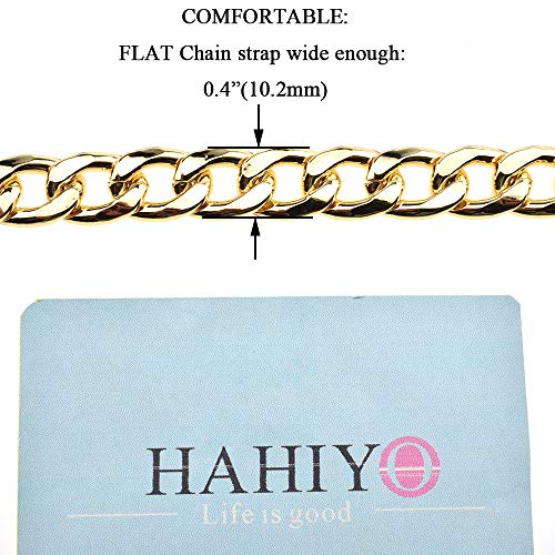 HAHIYO Purse Chain Strap 7.9 inches SPOT-ON Gold for Shoulder Cross Body Sling Purse Handbag Clutch Replacement Comfortable Flat 0.4' Wide Enough 2.4mm Extra Thick Metal 1 Pack - size: Gold 7.9 Inches