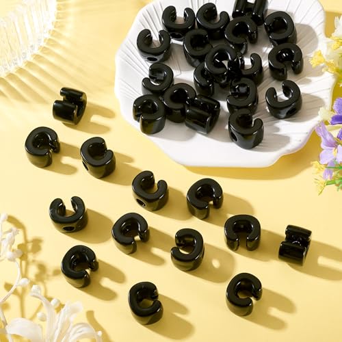 Craftora 30Pcs 20mm Black Large Letter Beads, Acrylic Big Alphabet Beads, Jumbo Initial Letter C Bead with Large Hole for Friendship Bracelets Keychain Bag Charms Shoelaces - color: Letter C