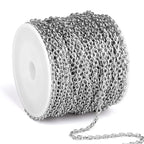 66 Feet Stainless Steel Rolo Cable Chain Bulk, 2.5mm 304 Stainless Steel Diamond-Cut Oval Rolo Cable Link Chains Roll Spool for Jewelry Making - color: Stainless Steel, size: 2.5mm width