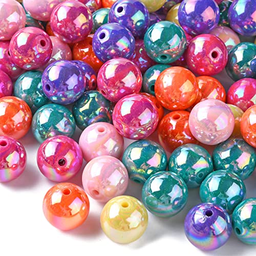 DanLingJewelry 100Pcs 20mm AB Color Opaque Bubble Beads Acrylic Round Plastic Beads for DIY Necklace & Bracelet Jewelry Making - color: 100pcs - Random Color - 20mm Round - AB Color Opaque