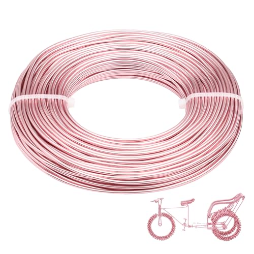 12 Gauge Aluminum Wire 100FT, 2mm Bendable Metal Anodized Aluminum Wire for Sculpting Jewelry Making Crafts Wreath Beading Floral(Light Pink) - color: Light Pink