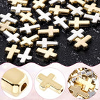 60 Pcs Cross Charms for Jewelry Making, Religious Cross Beads for Bracelets, Crosses for Jewelry Making, Bracelets, Necklaces, DIY Crafts (Gold, Silver) - color: 60pcs, 13x9mm, Gold,Silver