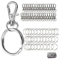 68PCS Swivel Snap Hooks with Key Rings, Metal Lobster Claw Clasp, 34PCS Keychains Clips Hooks and 34PCS Key Chain Rings, Silver - color: silver