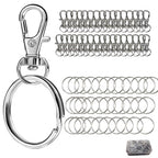 68PCS Swivel Snap Hooks with Key Rings, Metal Lobster Claw Clasp, 34PCS Keychains Clips Hooks and 34PCS Key Chain Rings, Silver - color: silver