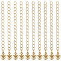 Beebeecraft 1 Box 20Pcs Extension Chain 18K Gold Plated Brass 55.5mm Curb Chain Extenders End Chains with Heart for Necklace Bracelet Jewelry Making - color: Gold-heart