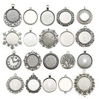 20pcs Mixed Fit 25mm Blank Bezel Pendant Trays Base Cabochon Settings Trays Pendant Blanks for Jewelry Making DIY Findings (M280) - color: Antique Silver 25mm