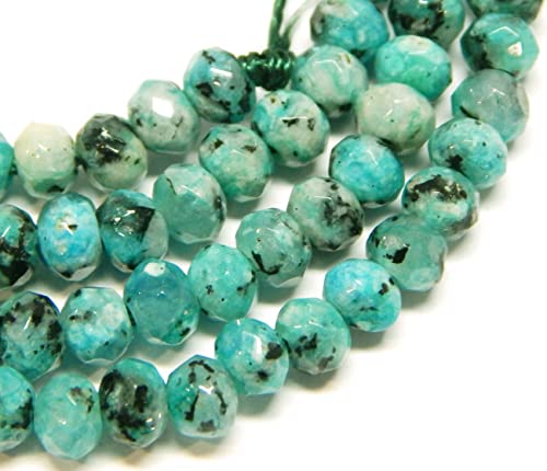 Perlin Agate & Jasper Gemstone Strand Beads 4 mm Rondelle 110 Pieces Jewellery Beads Semi-Precious Stone for Jewellery Necklace Bracelet Earrings (Turquoise Jasper) - color: turquoise jasper