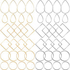 PAGOW 48 pcs Earring Beading Hoop, Hypoallergenic Teardrop Square Round Beading Hoops for Jewelry Making, Earrings Beading Hoop Bulk for DIY Crafts Accessories Supplies (Gold, Silver) - color: 48pcs,teardrop,square,round