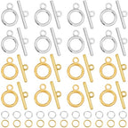 1 Box 60 Sets Toggle Jewelry Clasp Sets Toggle Connector Clasp Alloy Metal Gold and Silver Large Bars and Ring Fastern Hook OT Clasp with Rings Set for Jewelry Making Supplies Accessories - style: Style 3