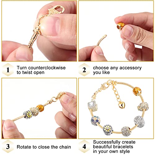 Junkin 12 Pcs Snake Chain Charm Bracelet with Heart Lobster Clasp Extender Adjustable Christmas DIY Metal Bracelet Chain for Women Jewelry Making Gifts Supplies 7.87 Inches - color: Gold