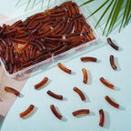 100 pcs Acrylic Tube Beads for Bracelets Amber Bangle Acrylic Beads Transparent Curved Chunky Bamboo Tube Bead for Jewelry Making Earring Crafts - color: Brown-100pcs