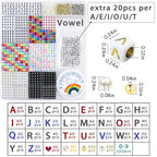 MIIIM 1650 Pcs Pony Beads Letters for Bracelets Making, Vowel-Rich Alphabet Kit with Minimized Rare Characters, 6x7mm Large Hole Square Letter Beads, Numbers (Six Styles) - color: Square Six Style Colors