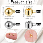 80 PCS Crimp Beads for Jewelry Making, Gold Silver Spacer Bead Stoppers Brass Metal Round Crimp Charms Ball Column Stopper Crimps Charms for Bracelet Necklace Ends Accessories