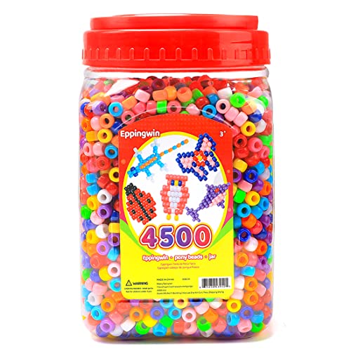 2.5 lb Wholesale Large Pony Beads (6x9 mm) Bucket, Easy Storage Beads Bulk, Over 4500 Pony Bead for Jewelry Making, Crafts - color: Classic Color, size: 4500+ Beads (1 Pack)