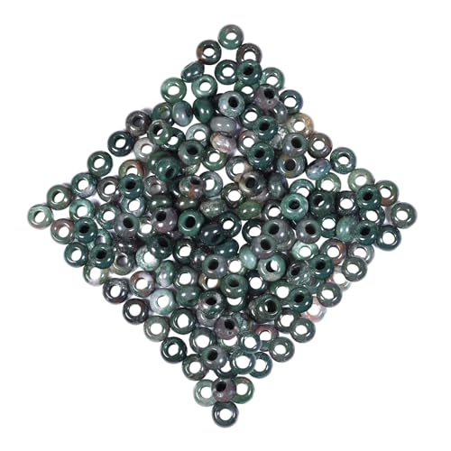 Nupuyai Pack of 30 14x8mm Large Hole Stone Loose Beads for Jewelry Making, Polished Rondelle European Beads fit Charms Bracelet, Indian Agate - color: Green/Red, size: 14x8mm