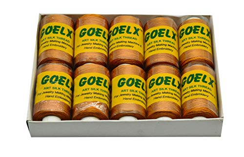 Goelx Silk Thread by Shade No for Jewelry, Tassel Making, Embroidery, Crafts, Shiny Soft Thread Spools - Rust - 176 - color: Rust - 176