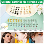 Reusable Ear Piercing Gun Kit, Professional Ear Piercing Machine with Stainless Steel Piercing Earrings Studs, Crystal Earrings for At Home Salon Earlobe Cartilage Helix Tragus Piercing Tool Set - color: Black