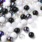 DanLingJewelry 100Pcs 15mm AB Color Round Beads White & Black Acrylic Beads Round Bubblegum Beads Bubble Beads for Jewelry Bracelet Making (MACR-CJ0001-45-CHH) - color: 100pcs - 15mm Round Ⅰ