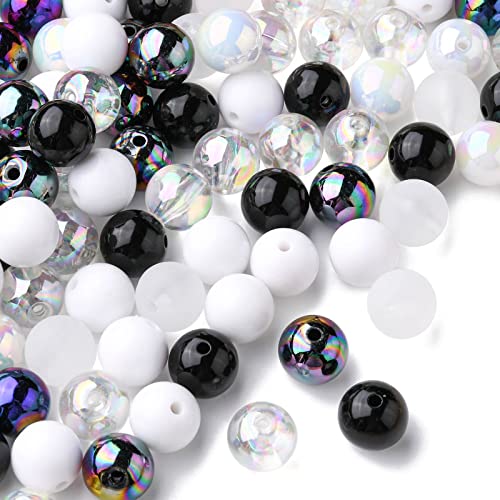 DanLingJewelry 100Pcs 15mm AB Color Round Beads White & Black Acrylic Beads Round Bubblegum Beads Bubble Beads for Jewelry Bracelet Making (MACR-CJ0001-45-CHH) - color: 100pcs - 15mm Round Ⅰ