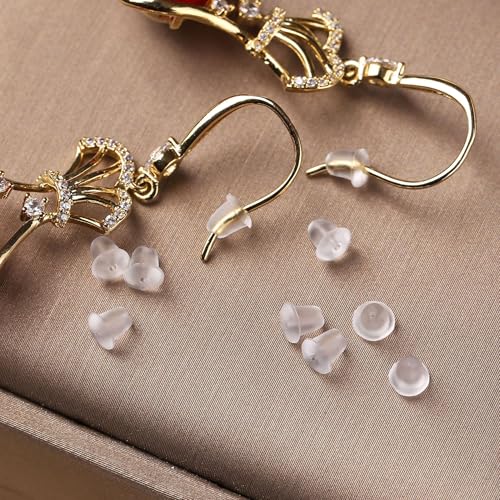 Silicone Earring Backs, 200 Pieces Clear Hypoallergenic Stoppers for Stud, Post, Hoop, Fishhook Earrings