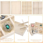 Kifmurase 8Pcs Mini Velvet Jewelry Drawer Organizer Trays, Stackable Jewelry Storage Inserts Set, Small Drawer Inserts Display Case for Earrings, Rings, Necklaces, Bracelets