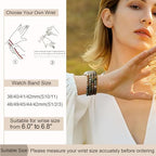 Newlibery Natural Stone Bracelet Beaded-Band Women Compatible with Apple Watch 42mm(S3/2/1) 44/45/46/49mm Feminine Handmade Stretch Strap for iWatch Series 11/10/9/8/7/6/5/4/3/2/1 SE 3/2/1 Ultra1/2/3 - color: A1 Indian Agate, size: 46(S10/11)/49/45/44/42m