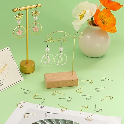 SUNNYCLUE 1 Box 160Pcs Stainless Steel Earring Hooks Real 18K Gold Plated Fish Hook Earring Wires Hypoallergenic Ear Wires French Hooks Earrings Components Findings for Jewelry Making Replacement Kit - color: 160pcs 18k Gold Plated & Stainless Steel Earri