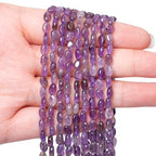 70pcs Natural Amethyst Stone Beads，4x6mm Egg Shape Loose Gemstone Beads for Jewelry Making Design Earring Necklace - color: amethyst