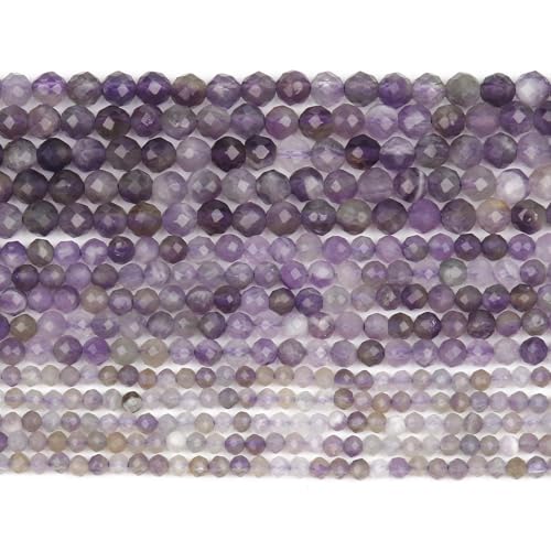 Natural Amethyst Beads, 2mm 180pcs Small Round Faceted Loose Gemstones for DIY Jewelry Making, Handmade Bracelet and Necklace Crafting, with Size Card - color: Amethyst, size: 2mm