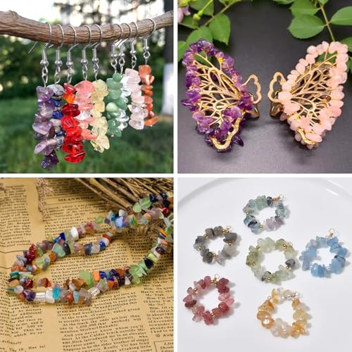 Ouubuuy Jewelry Making Kits for Adults Women with 1200pcs 20 Colors Crystals Beads,Natural Irregular Crystal Chips for DIY Jewelry Bracelet Earring Necklace Craft Making