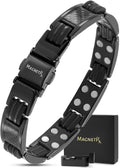 MagnetRX® Magnetic Bracelets for Men – Effective Mens Magnetic Bracelet with Carbon Fiber Inlay – Adjustable Length with Included Sizing Tool (Black) - color: Black Carbon Fiber (2X Strength)