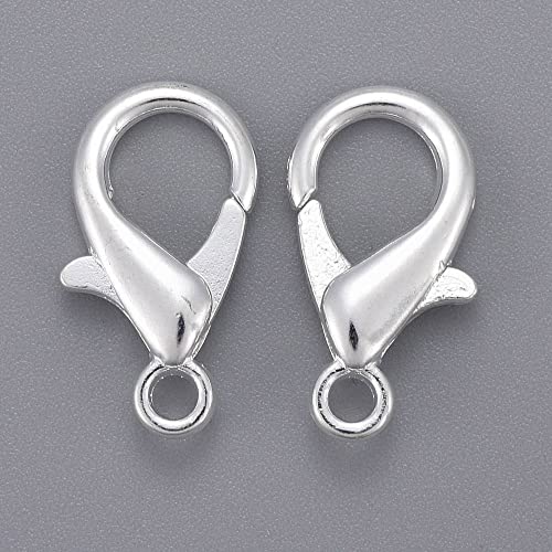 HDSupplies 50 Pieces - Lobster Clasps - Bright Silver Tone - 21x12mm w/ 2mm Hole - color: Bright Silver Tone, size: 21x12mm