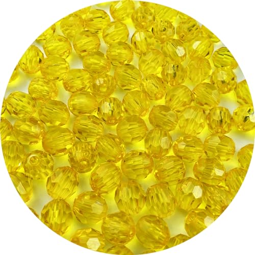200pcs 10mm Acrylic Round Crystal Faceted Beads for Crafts Spacer Beads for Jewelry Making Necklaces Bracelets Earrings DIY Decoration(Gold Yellow) - color: Gold Yellow, size: 10mm