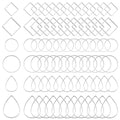 Ximalun 120Pcs Earring Hoops for Jewelry Making,Earring Finding Hypoallergenic Earrings Beading Hoop Bulk Open Bezel Pendant Frame Teardrop Square Round Circle Earrings Making Supplies for DIY Crafts - color: Silver