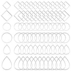 Ximalun 120Pcs Earring Hoops for Jewelry Making,Earring Finding Hypoallergenic Earrings Beading Hoop Bulk Open Bezel Pendant Frame Teardrop Square Round Circle Earrings Making Supplies for DIY Crafts - color: Silver