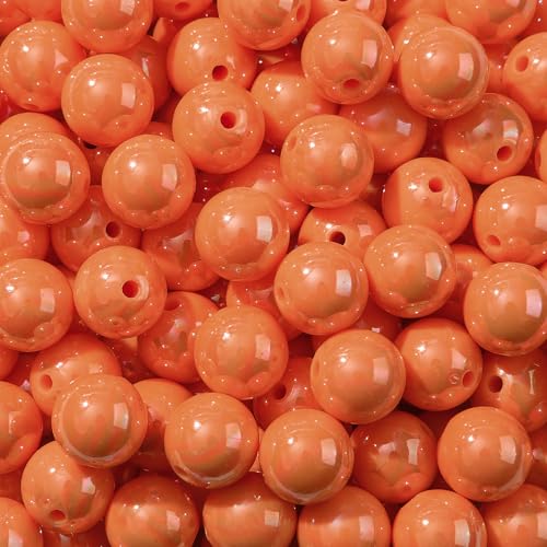 16mm Acrylic Bead 100pcs AB Orange Color Acrylic Bead Chunk Bubblegum Beads for DIY Crafting Necklace Bracelet Jewelry Making Keychain (Deep Orange) - color: Deep Orange