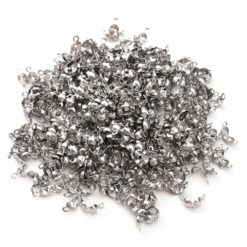 304 Stainless Steel End Caps 4x8mm 400pcs Knot Covers for Jewelry DIY Making and Repairing - color: End Caps, size: 4x8mm