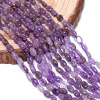 70pcs Natural Amethyst Stone Beads，4x6mm Egg Shape Loose Gemstone Beads for Jewelry Making Design Earring Necklace - color: amethyst